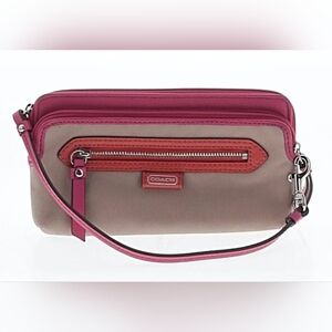 Coach Daisy Spectator Leather Accordion Zip Wallet in sand, pink, & coral RARE!!